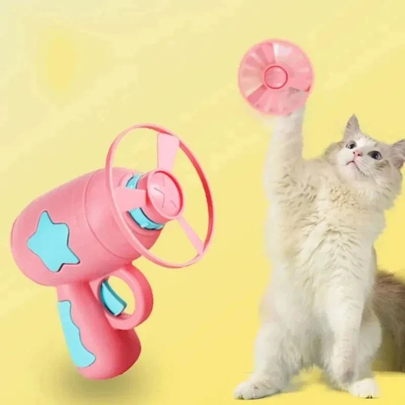 Interactive Cat Toy Launcher - Flying Disc Shooting Gun Training Toy for Kittens