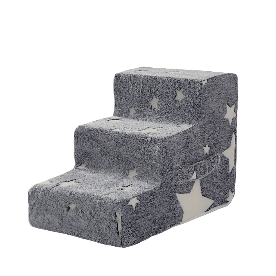 Pet Stairs for Dogs & Cats - 3/4 Step Ramp with Detachable Washable Cover