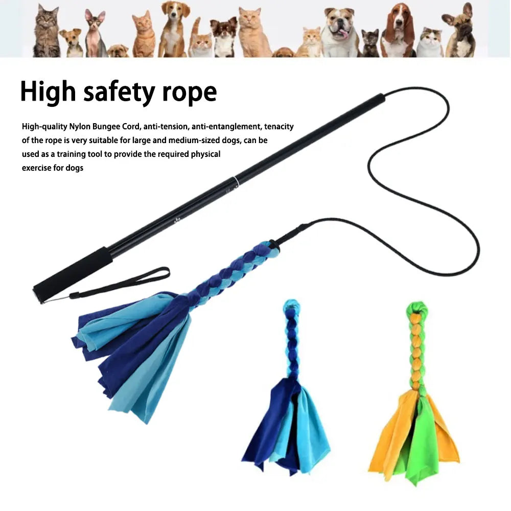Dog Flirt Pole - Interactive Lure Stick Training & Exercise Toy with Rope