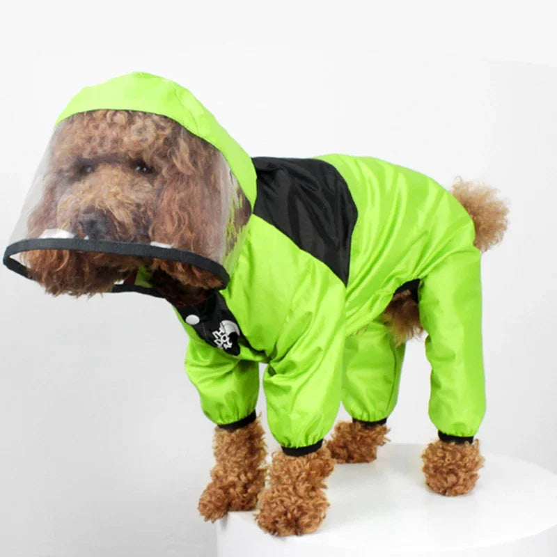 Transparent Hooded Dog Raincoat - Waterproof Jumpsuit for Dogs & Cats