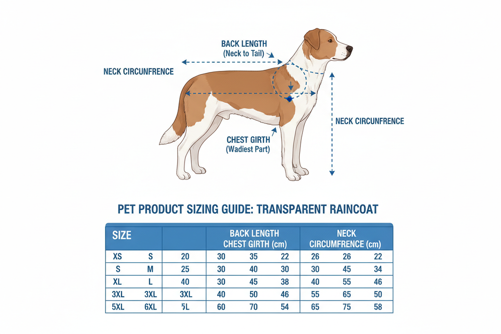 Guide des tailles pour manteau imperméable